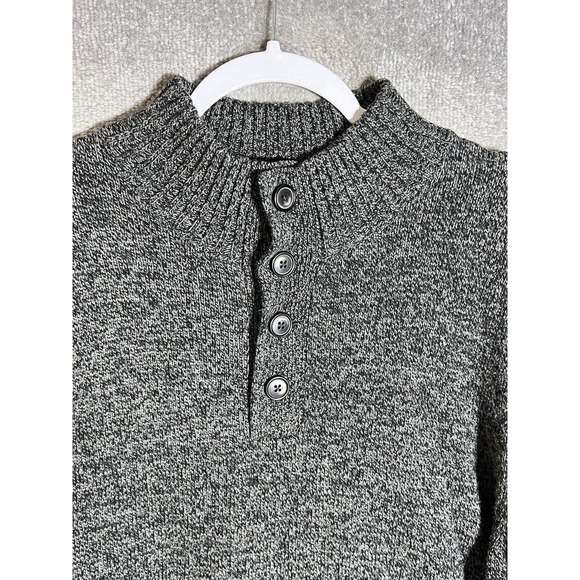 Old Navy Wool Blend Mock Neck Knit Pullover Sweater Mens Size XXL Gray Ribbed - Picture 5 of 7